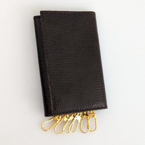 Vintage DONNA KARAN (1995) Dark Brown Teju Lizard Key Case - NWOT